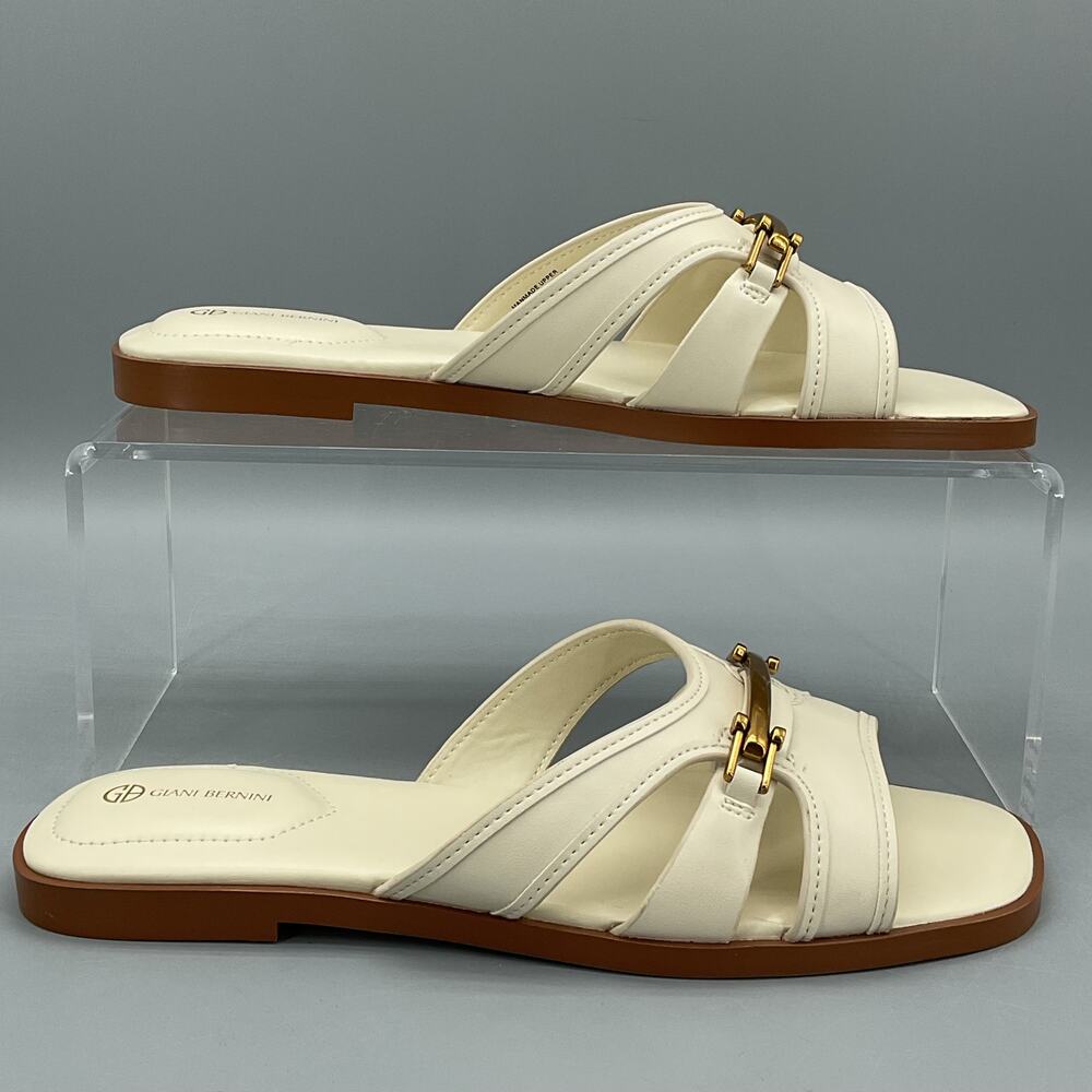 NEW Giani Bernini Women’s Freyaa Slide Flat Sandals White Size 6.5M